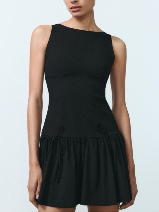 Zara Dresses & Skirts - Zara Black Sleeveless Mini Dress with Bows — Size M